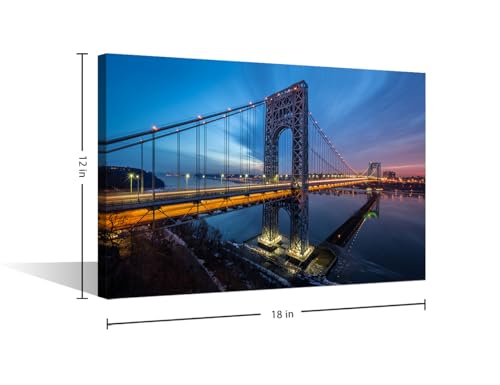 Tumovo ZY02-CANVASART-BRIDGE-1P-30-24 1 Piece Canvas Wall Art Colorful George Washington Bridge Pictures Modern Cityscape Painting New York Manhattan City Poster Canvas Prints thumb #1