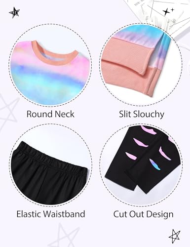 Image of Girls Clothes, Girls Outfits Tie Dye Sweatshirt Tops and Leggings Sweatpants 2 Piece Fall Winter Clothes Set 6-16T
