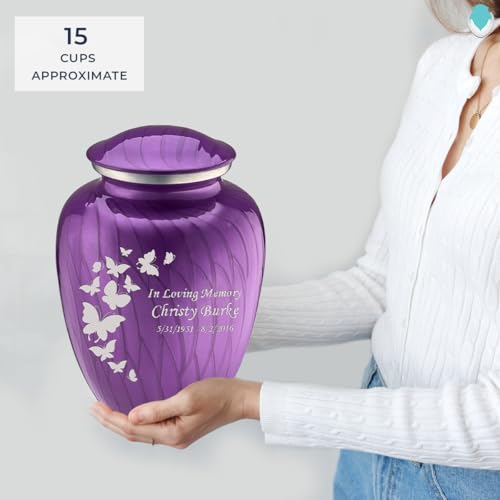 Image of Geturns Embrace Adult Personalized Butterfly Cremation Urns for Human Ashes I Large Pearl Purple Funeral Urn for Men and Women I 200 lbs
