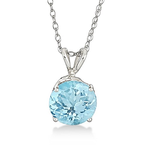 Allurez Antique Art Deco Aquamarine Pendant Necklace 14k White Gold