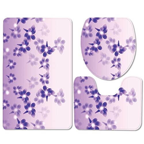 Badematten Set 3 teilig,Toilettenmatte Set,3er Badgarnitur Badezimmer Matte Set Dusch Bade Matte Vorleger Teppich 3D…
