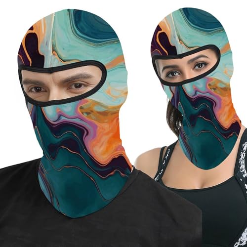 Máscara de Esquí para Hombres y Mujeres con Estampado de Mármol Colorido, Balaclava Facial para Motocicleta, Cascos, Protector de Cabeza Completo, Gorro para el Cuello