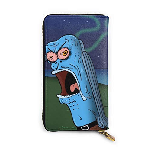 Preisvergleich Produktbild Spongebob Geldbörse aus echtem Leder, mit Reißverschluss, lange Clutch, Münzfach, Kartenpaket für Damen und Herren