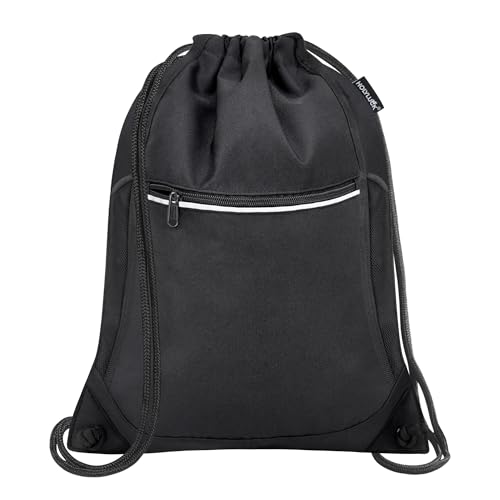 HOLYLUCK Drawstring Backpack Small Gym Bag with Mesh Pockets String Bag Backpack for Men Women, Black