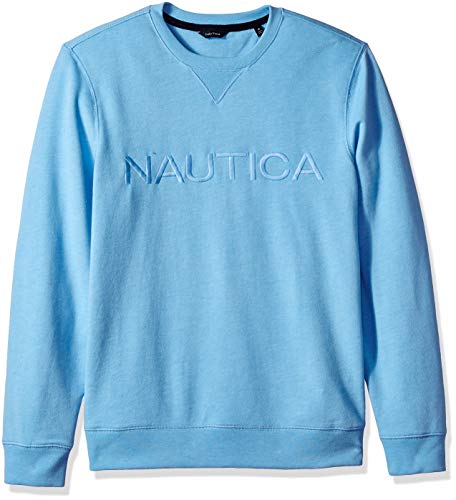 Nautica Men's Long Sleeve Crew Neck French Terry Sweatshirt, Alaskan Blue, X-Large