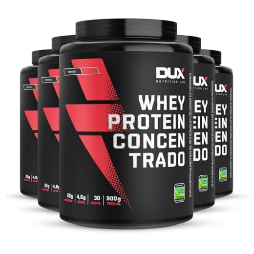 Kit 5 Whey Protein Concentrado Dux Morango 900g