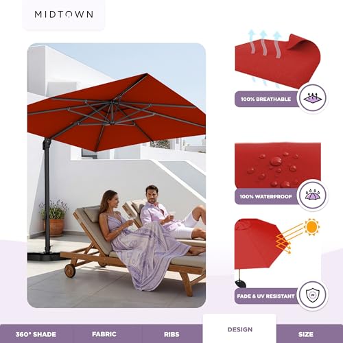 Image of Midtown Umbrellas Grande Square - 9 x 9 Ft Cantilever Umbrella