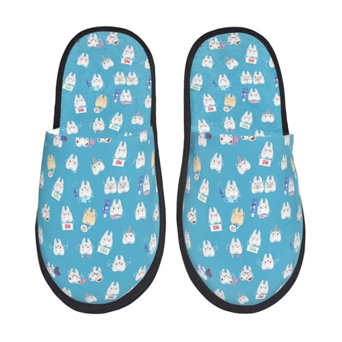 Cute Healthy Teeth Print Women'S Fuzzy Slip On Indoor Outdoor Winter House Slippers