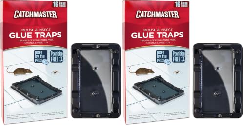 Image of Catchmaster-16 Mouse & Insect Glue Traps, Heavy-Duty Pesticide-Free Sticky Mouse Traps Indoor for Home, Used by the PROs, Adhesive Rodent & Bug Catcher, Pest Control for House & Garage (Pack of 2)