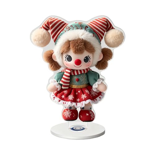 クリスマステーブルセンターピース - 6.7x5.4cm 2D アクリル製かわいいオーナメント |ホリデーウェディングパーティーの家の装飾 |屋内、リビングルーム、ベッドルーム、テーブル、本棚用の回転お祝いディスプレイ装飾アクセント