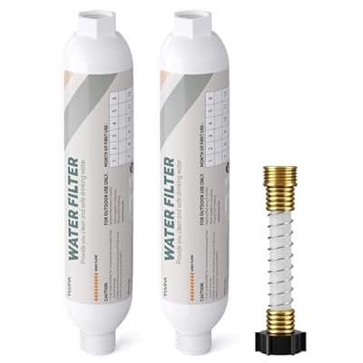 TORVA NSF Certified RV Inline Water Filter with Hose Protector, High Flow 3/4" GHT, Camping & Marine Essential, 2 Pack