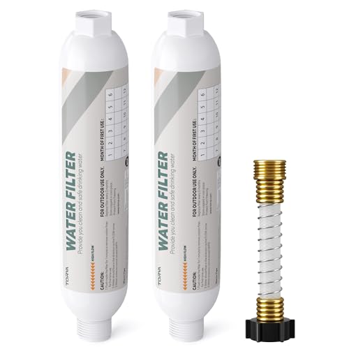 Image of TORVA NSF Certified RV Inline Water Filter with Hose Protector, High Flow 3 /4 inch GHT, Camping & Marine Essential, 2 Pack