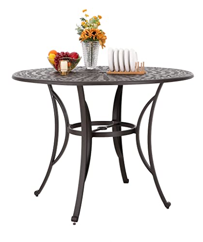 PHI VILLA Cast Aluminum Round High Bar Dining Tables for 6 Person, 54