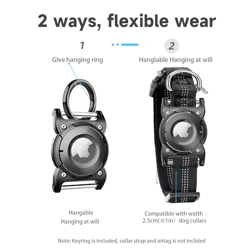 Airtag Hundehalsband Halter, Airtag Halter für Hundehalsband mit Abnehmbarer Metallschlaufe, leicht, kompakte Größe, Schutzhülle für Apple AirTag Finder für Tracker Halter Zubehör (Grün)