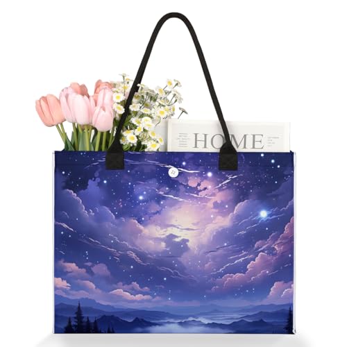 Starry Night Sea Clouds Tote Bag for Women Large Beach Bag Reusable Tote Bags for Work Travel Beach Shopping3