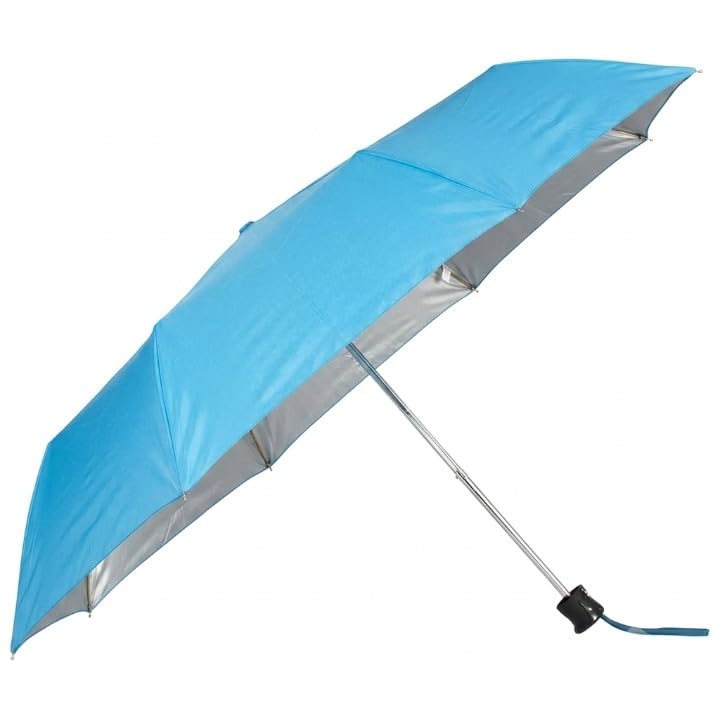 Foldable Travel Umbrella, Navy Blue with Silver UV Protection-image-43