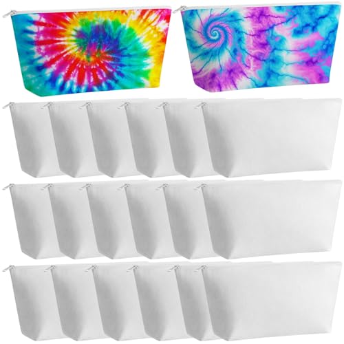 Image of Sanwuta 20 Pcs White Cotton Makeup Bags for Tie Dying, Items Things to Tie Dye, Blank Pencil Case Cotton Cosmetic Bags for Large Groups Dye Party Supplies(12 x 7.5 x 2.7)