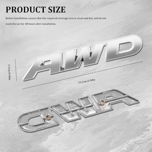 Image of AWD Emblem Sticker, Car Exterior Emblems Badge, 3D Metal Tailgate Side Sticker Badge, Car Decoration Accessories Self Adhesive Logo Emblem Fit for Trunk Tailgate Fender (AWD, Silver)
