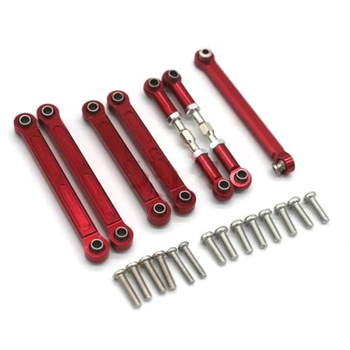 RC Upgrade Accessories for Wltoys 124010 124008 1/12 1287 1288 1289 RC Remote Control Car Metal Upgrade Complete Pull Rod 7 Spare Parts Modification Decoration RC Car Accessories(Red)