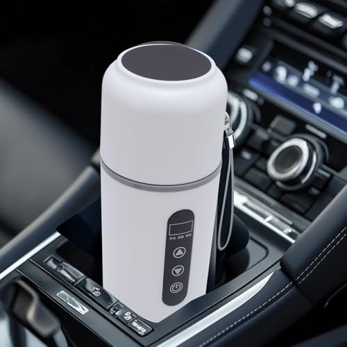 Hervidor eléctrico para auto 500ml acero inoxidable blanco miniatura 4
