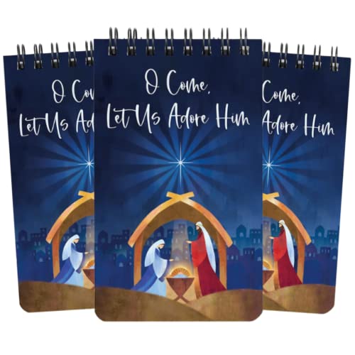 Religious Gifts Come Let Us Adore Him Mini Devotional Notepad, Inspirational Gifts and Stocking Stuffers for Young Adults, Pack of 3, 5 by 3 Inches