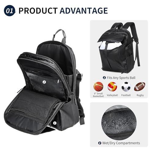 Expandable Laptop Backpack for Men & Women - Business, Travel & Gym Bag with Ball Compartment, Water-Resistant3