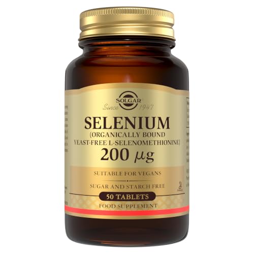Solgar Selenium (Yeast-Free) 200 g Tablets - Pack of 50 - Healthy Hair and Nails - Supports the Immune System - Vegan and Gluten Free