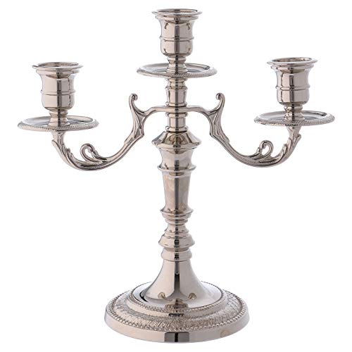 3 Branch Candle Holder in Brass, Silver