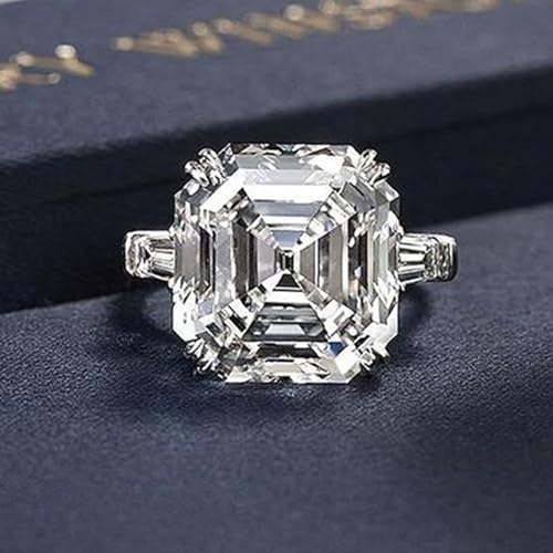 925 Sterling Silver Plated Cubic Zirconia Princess Cut CZ Engagement Ring for Women2
