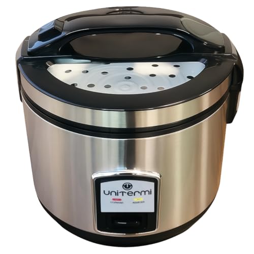 Panela de arroz elétrica 10 xícaras Legumes Multifuncional com Cesto Colher Copo Medidor Unitermi (INOX)