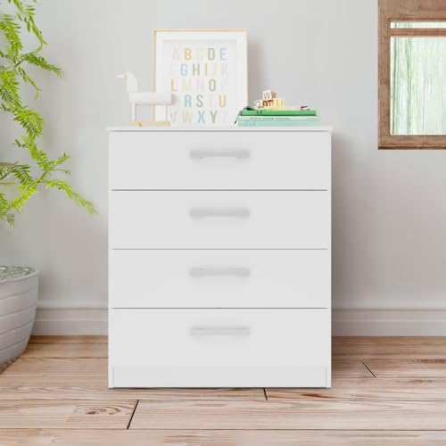 Listado de Cajonera de Madera Blanca , tabla con los diez mejores. 47 MOBI Cómoda Cajonera de Madera para Recámara Contemporáneo Cerdeña - 4 Cajones - Color Blanca Largo 76cm x Alto 89cm