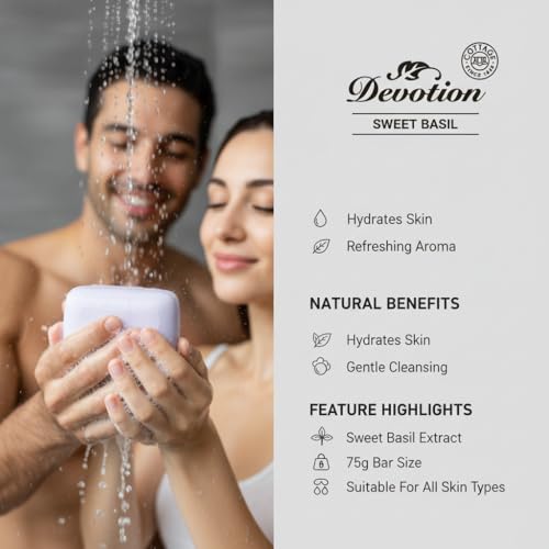 Image of Devotion | SWEET BASIL Natural Bath Soap | Pack of 6 | 75g Each | Gentle & Refreshing | For All Skin Types
