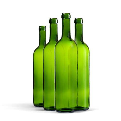 WYSKONT Bouteille 750ml Bordeaux 16 pièces - Bouteilles de vin vide pour brasserie à la maison - Boîte de rangement pour boissons - Décoration de service - En verre vert