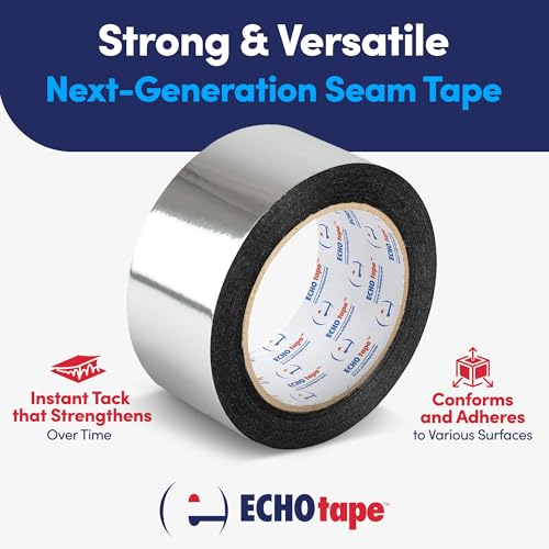 Image of ECHOtape PE-M4535 | All Weather Construction Seam Tape | Indoor-Outdoor Construction Tape | UV Resistant | House Wrap Seaming Tape | Vapor Barrier Tape | White | 1.89 in x 54.6 yds