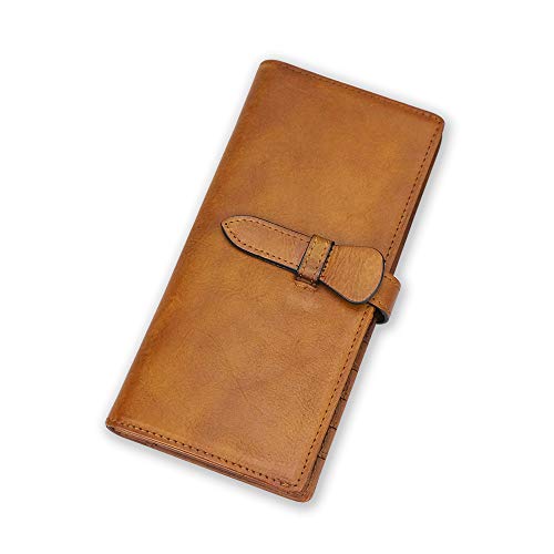 Womens Wallets RFID Blocking Geunine Leather Clutch Card Organizer Vintage Purse (Brown)