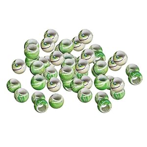 freneci 50st 7mm Gat Acryl Ronde Haar Kralen voor Vlechten DIY Dreadlock Kralen Haar Sieraden – Groen