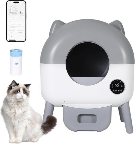 Lettiera Gatto Autopulente, Lettiera Automatica Per Gatti 76L, Sensori di Sicurezza, Anti Trappola, Antiodore, 6 Luci Ambiente, Controllo App 2.4 GHz, Pulizia Facile, ldeale per Multi Gatti