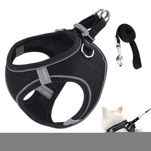 キャット ウォーキング ハーネス - キャットハーネス リードセット | S M L サイズ 子猫用 ベスト型 首輪 ペット用品 旅行 アウトドア バックパック トレーニング用