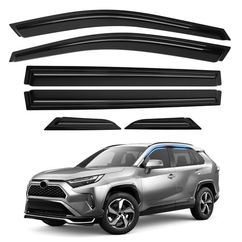 Image of RAV4 Rain Guards - Window Visors for Toyota RAV4 2019-2025, Out-Channel Side Window Rain Guards for RAV4 Accessories, 6PCS, Black, Car Accessories