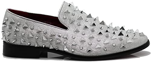 Image of SPK16 Men's Vintage Spike Dress Loafers Slip On Fashion Shoes Classic Tuxedo Dress Shoes