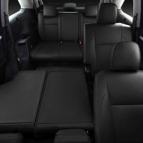 AOMSAZTO Custom Fit Seat Covers for Toyota Highlander 2014 2015 2016 2017 2018 2019-Three-Row 8 Seats,Second Row 40/60 Split,Faux Leather-Black