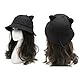 OKwife Cute Cat Ear Tail Cartoon Fisherman Hat Sweet Basin Student Hat for Girl Foldable Fisherman Travel Bucket Hat All-Match