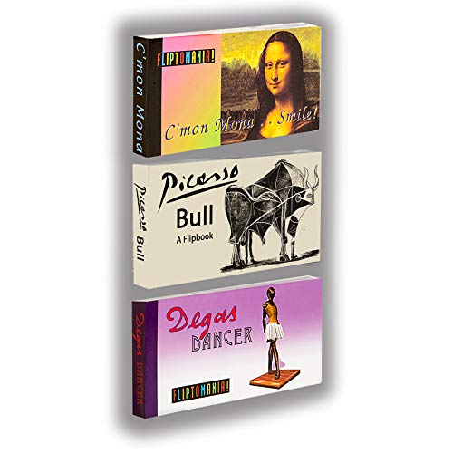 Image of Fine Art Flipbook 3-Pack for Kids 6-12, Animation Flip Books for Art Lovers | Degas Dancer, Mona Lisa & Picasso Bull on Flip Book Paper, Educational Art Flipbook Set for Boys & Girls, Animated Fine Art