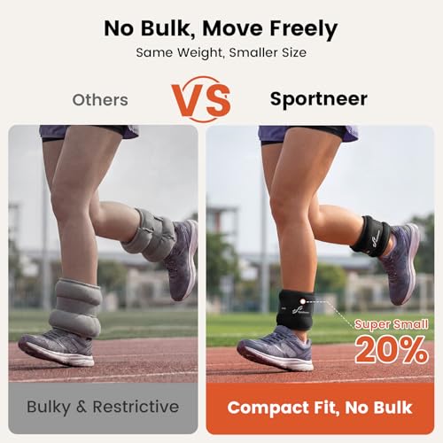 Image of Sportneer Ankle Weights Wrist Weights Pair of 1 /2 /4 /6 /10 LBS for Men Women Kids Strength Training Wrist and Ankle Weights Set with Reflective Strips for Dancing Running Walking Fitness Workout Gym