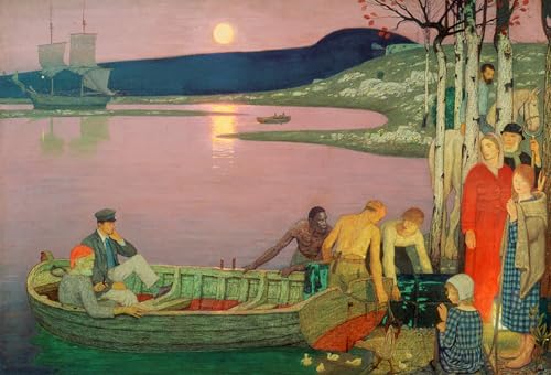 Toile L'appel de Frederick Cayley Robinson grand tableau abstrait décoration murale salon 60x90