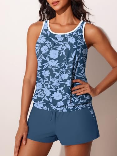 Image of Summer Mae Blouson Women's Tankini Swimsuits Tummy Control Modest 2026 Two Piece with Sporty Pockets Bathing Suits