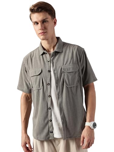 Image of Thomas Scott Men's | Solid | Half Sleeve | Regular Fit | Polyester-Blend | Double Flap Pocket | Spread Collar | Casual Shirt