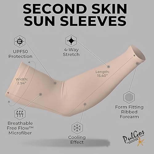 Image of PulGos Combo - UV Protection Arm Sleeves for Men & Women with Thumb Hole | UPF 50 Sun Protection Sleeves for Cricket, Cycling, Running & Bike Riding | Breathable & Cooling Fabric for All-Day Comfort