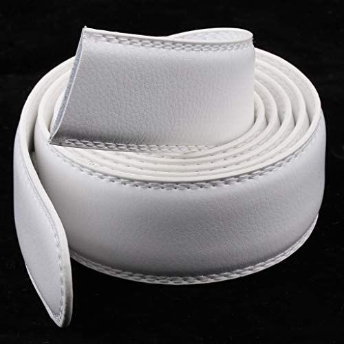 jojomis Men's Leather Belt Strap with Ratchet Mechanism No Buckle Design Replacement Strap 49.6 Inch Length 3.5cm Width Brown Red White- 126cm White3