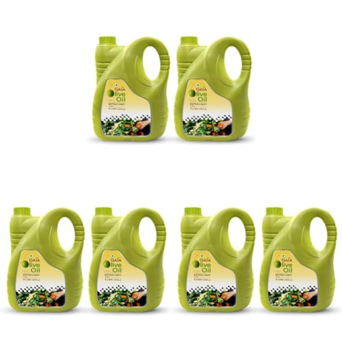 Image of GAIA's Extra Lite Olive Oil 5 Ltr Packed With Flavor. All Purpose Cooking Oil, High Smoke Point, Nutrient-Filled, Rich Blend Of Vitamins, Antioxidants, And Healthy Fats Pack Of 6